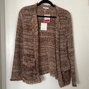 Sequin brown knit cardigan